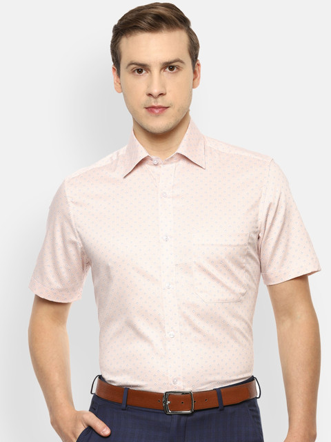 

Louis Philippe Plus Size Men Cream-Coloured Opaque Printed Formal Shirt