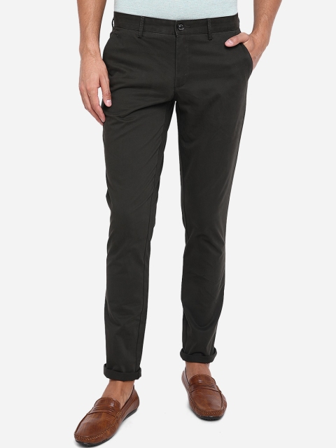 

JADE BLUE Men Olive Green Slim Fit Trousers