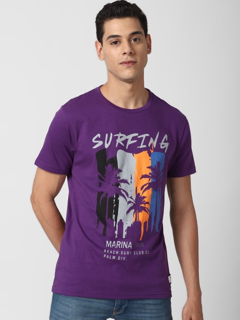 

Peter England Casuals Men Purple Printed T-shirt