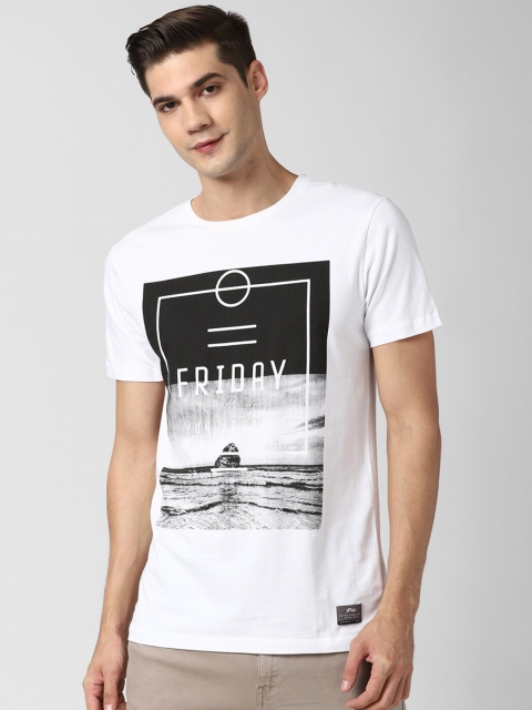 

Peter England Casuals Men White Typography Printed Cotton T-shirt