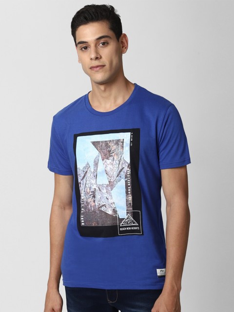

Peter England Casuals Men Blue Printed T-shirt