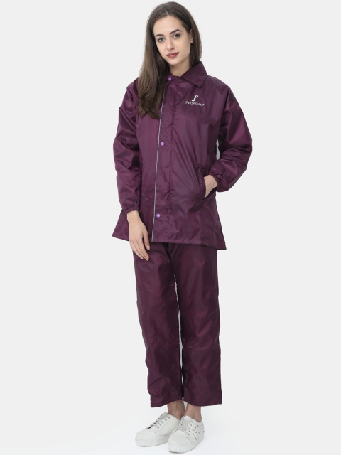 

FabSeasons Women Maroon Waterproof Raincoat with Adjustable Hood