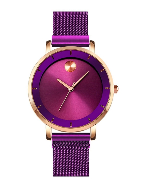 

Skmei Women Purple Embellished Dial & Purple Stainless Steel Bracelet Style Straps Analogue Watch