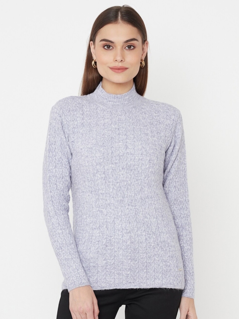 

METTLE Women Purple Cable Knit Acrylic Pullover