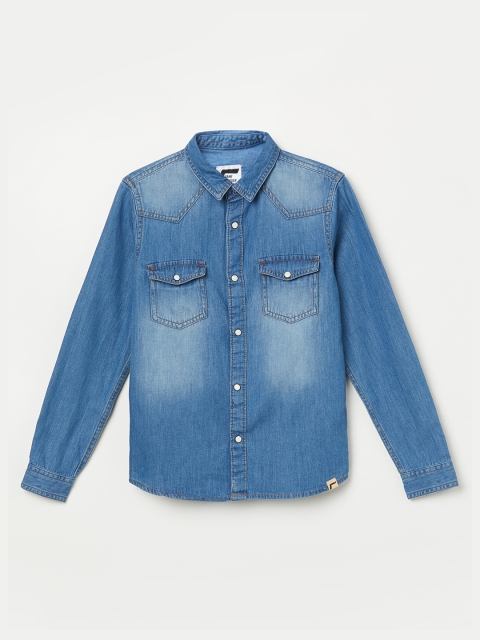 

Fame Forever by Lifestyle Boys Blue Faded Opaque Faded Casual Shirt