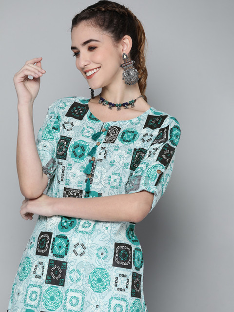 

HERE&NOW Women Blue Printed Kurta