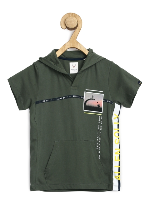 

Allen Solly Junior Boys Olive Green Printed T-shirt