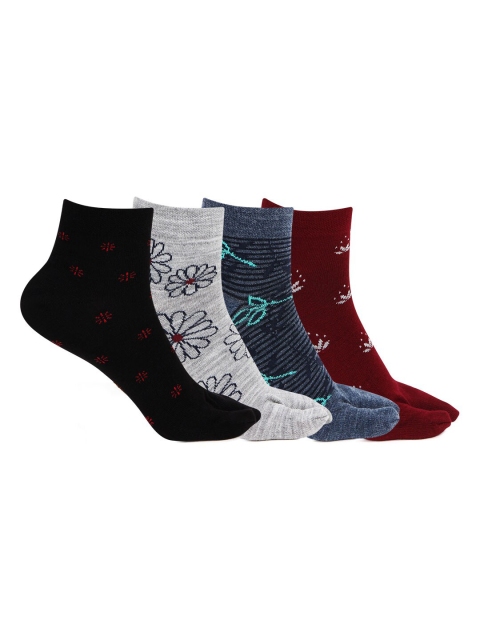 

Bonjour Women Pack of 4 Woolen Above Ankle Socks, Multi