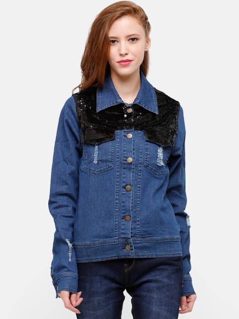 

STROP Women Blue Washed Lightweight Denim Jacket