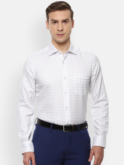 

Louis Philippe Permapress Men White Opaque Checked Formal Shirt