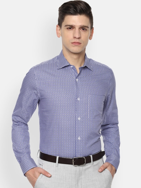 

Louis Philippe Men Blue Micro Checks Opaque Checked Formal Shirt