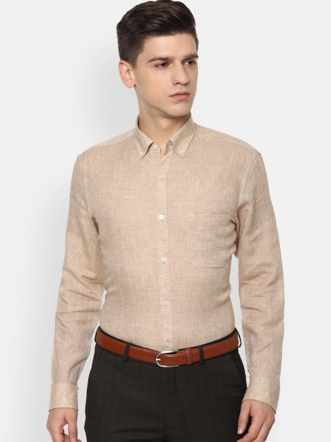 

Louis Philippe Men Beige Slim Fit Opaque Linen Formal Shirt