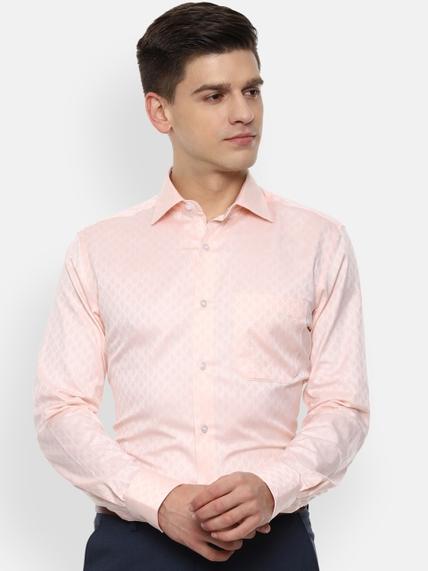

Louis Philippe Gods & Kings Men Peach-Coloured Opaque Pure Cotton Formal Shirt
