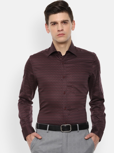 

Louis Philippe Men Brown Opaque Printed Formal Shirt