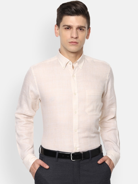 

Louis Philippe Men Beige Slim Fit Opaque Linen Formal Shirt