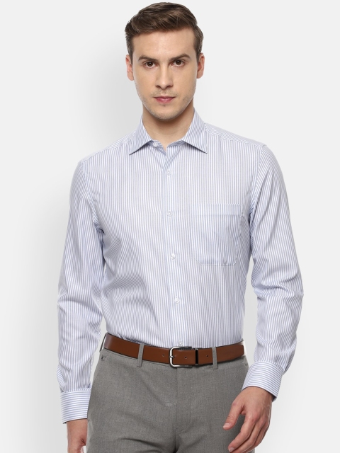 

Louis Philippe Men Blue Opaque Striped Formal Shirt