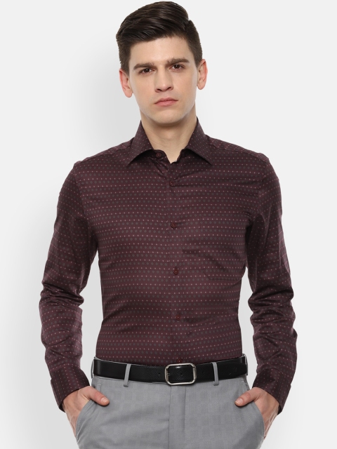 

Louis Philippe Men Brown Opaque Printed Formal Shirt