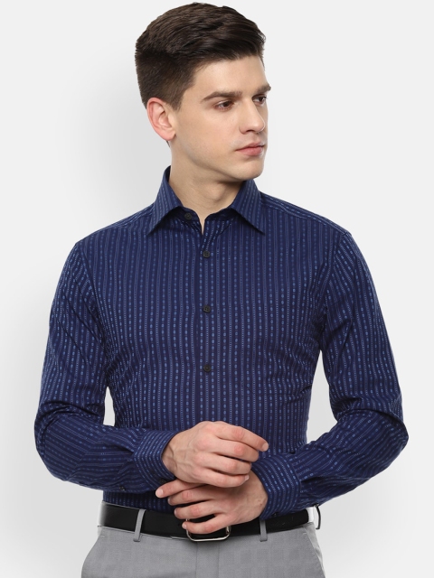 

Louis Philippe Men Navy Blue Opaque Printed Formal Shirt