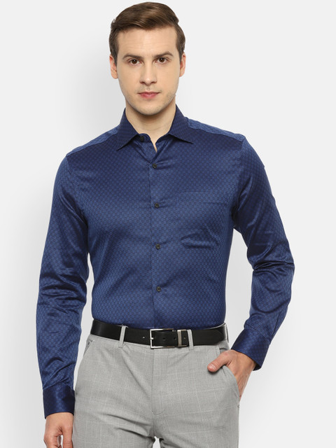 

Louis Philippe Gods & Kings Men Navy Blue Opaque Printed Formal Shirt
