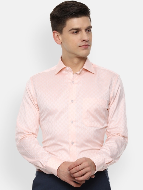 

Louis Philippe Men Peach-Coloured Opaque Pure Cotton Formal Shirt