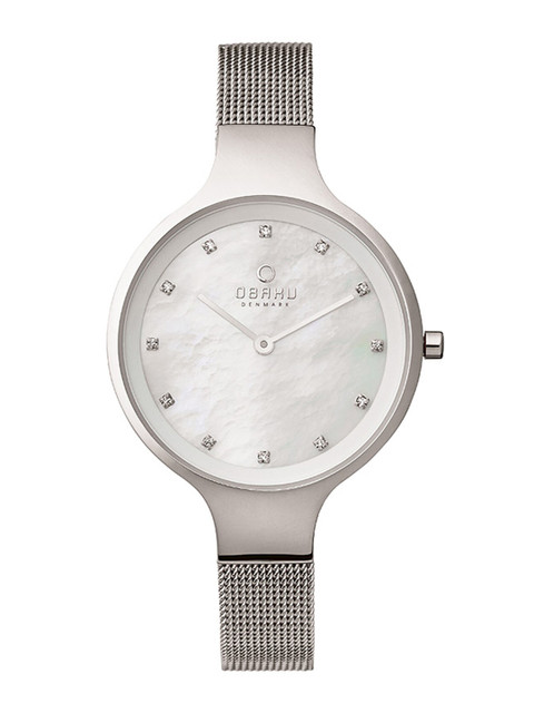 

Obaku Women White Mother Of Pearl Dial & Silver-Toned Straps Analogue Watch V173LXCIMC