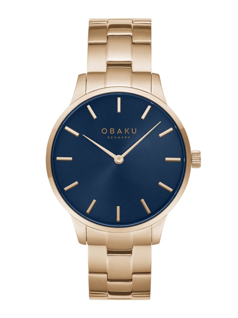 

Obaku Men Blue Brass Dial & Rose Gold Toned Straps Analogue Watch V247GXVLSV