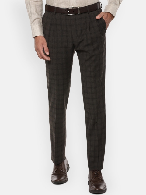 

Luxure by Louis Philippe Men Grey Checked Slim Fit Formal Trousers