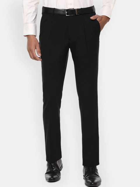 

Luxure by Louis Philippe Men Black Slim Fit Pleated Formal Trousers