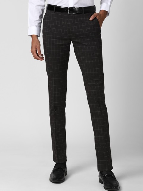 

Peter England Men Black Checked Slim Fit Formal Trousers