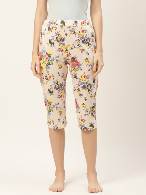 

9teenAGAIN Women Beige & Multicoloured Printed Capris