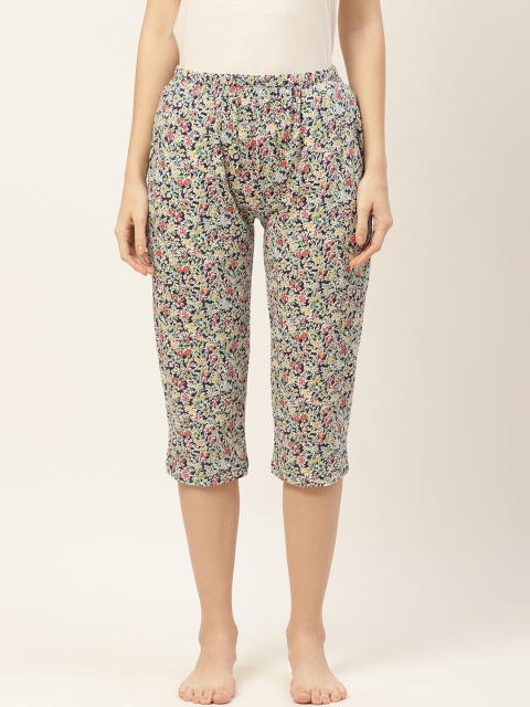 

9teenAGAIN Women Blue Printed Capri Lounge Pant
