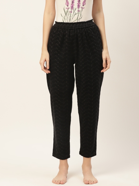 

9teenAGAIN Women Black Solid Straight Lounge Pants