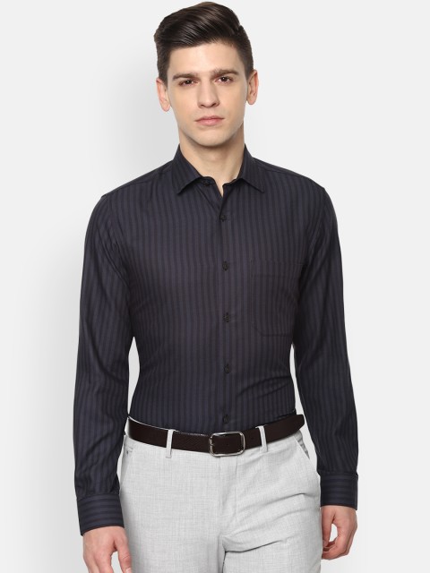 

Louis Philippe Men Navy Blue Slim Fit Opaque Striped Formal Shirt