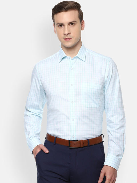 

Louis Philippe Men Blue Slim Fit Opaque Checked Formal Shirt