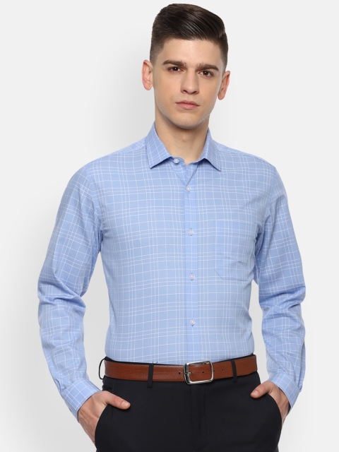 

Louis Philippe Men Blue Slim Fit Opaque Checked Formal Shirt