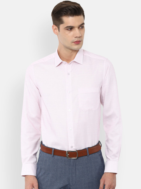 

Louis Philippe Men Pink Slim Fit Opaque Checked Formal Shirt