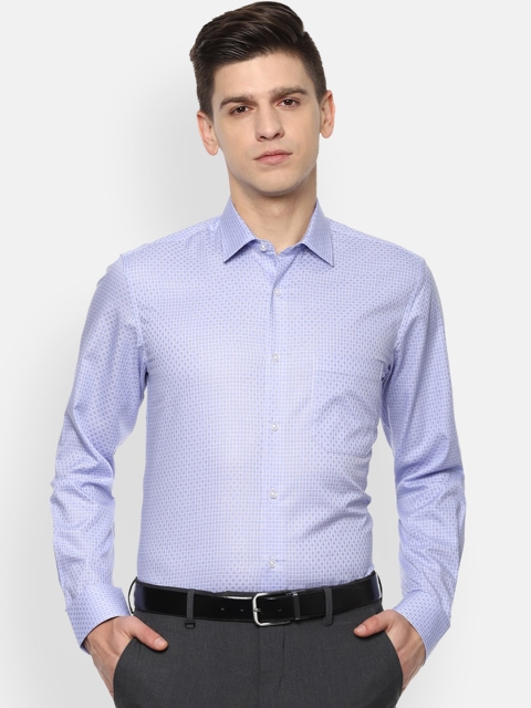 

Louis Philippe Men Blue Slim Fit Opaque Printed Formal Shirt