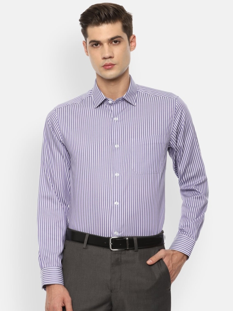 

Louis Philippe Men Purple Slim Fit Opaque Striped Formal Shirt