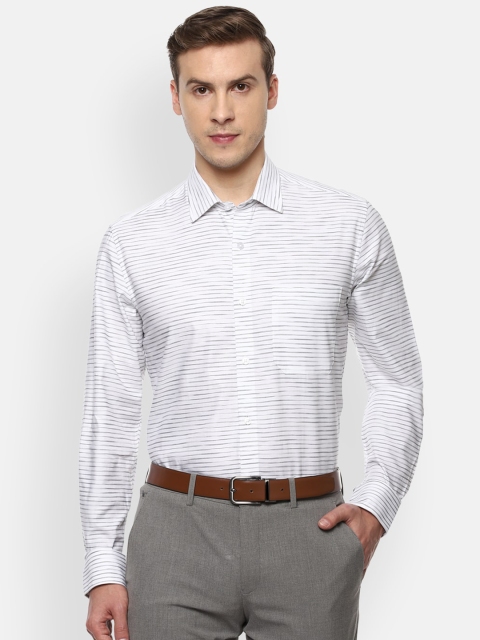 

Louis Philippe Men White Slim Fit Horizontal Stripes Opaque Striped Formal Shirt