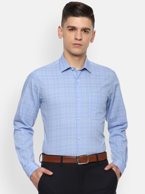 

Louis Philippe Men Blue Slim Fit Opaque Checked Formal Shirt