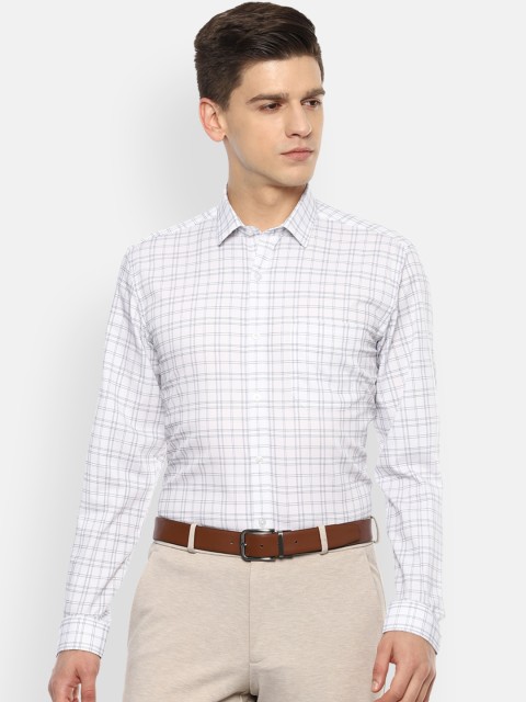 

Louis Philippe Men White Slim Fit Opaque Checked Formal Shirt