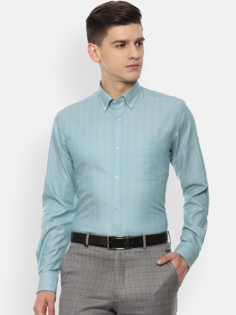 

Louis Philippe Men Blue Slim Fit Opaque Striped Formal Shirt