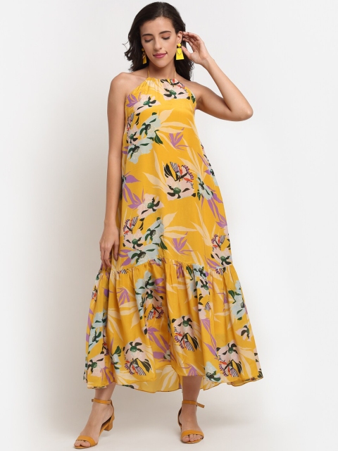 

ewoke Yellow Floral Crepe Maxi Dress