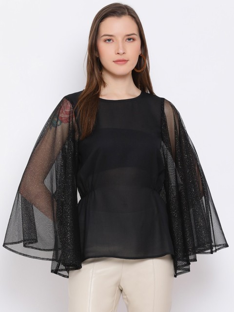 

DRAAX Fashions Black Cape Top