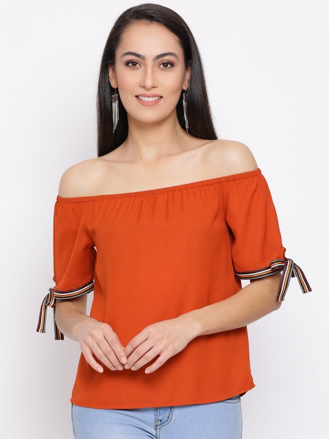 

DRAAX Fashions Brown Off-Shoulder Bardot Top