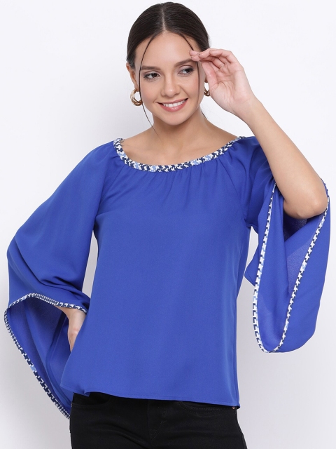 

DRAAX FASHIONS Women Blue Solid Top