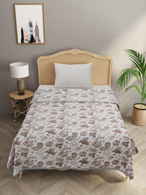 

Gulaab Jaipur White & Grey Floral Printed AC Room 450 GSM Single Bed Dohar