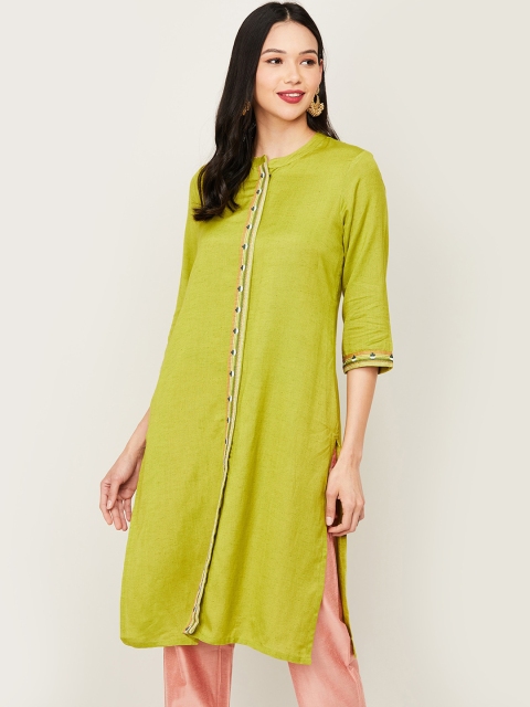 

Melange by Lifestyle Women Olive Green Kurta