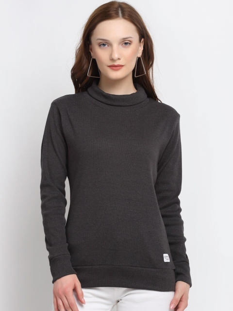 

GRIFFEL Women Charcoal Black Sweatshirt