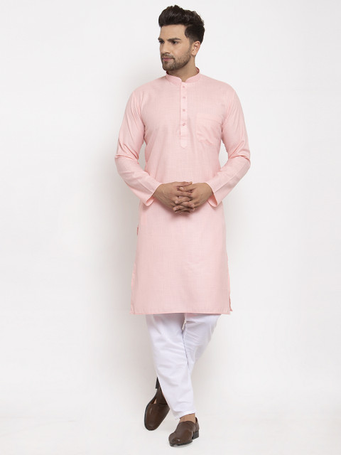 

GRACIT Men Pink Handloom Kurta